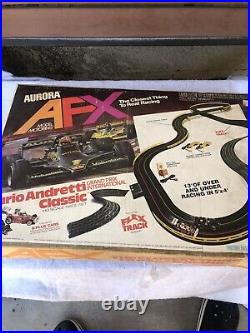 1979 Aurora AFX Mario Andretti Challenge Grand Prix W flex Track 2 cars
