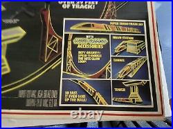 1986 TYCO NITE GLOW TURBO TRAINS SET WORLD FASTEST TRAIN with 29 Feet of Track