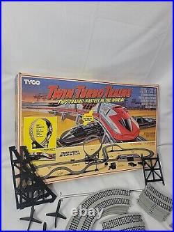 1989 TYCO Twin Turbo Trains FASTEST IN THE WORLD Train Style Slot Car Track Set
