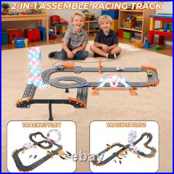 2-in-1 Slot Car Race Track Sets Electric Race Car Track with 4 High-Speed Raci