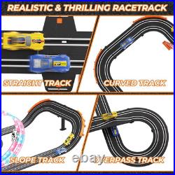 2-in-1 Slot Car Race Track Sets Electric Race Car Track with 4 High-Speed Raci