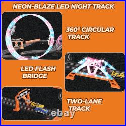 2-in-1 Slot Car Race Track Sets Electric Race Car Track with 4 High-Speed Raci