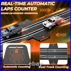 2-in-1 Slot Car Race Track Sets Electric Race Car Track with 4 High-Speed Raci