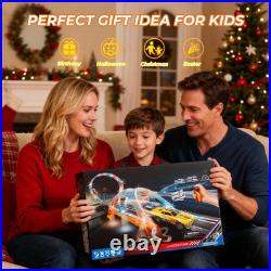 2-in-1 Slot Car Race Track Sets Electric Race Car Track with 4 High-Speed Raci