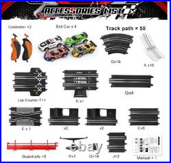 3 IN 1 Slot Car Race Track Sets with 4 High Speed Slot Cars, Electric Race Car T