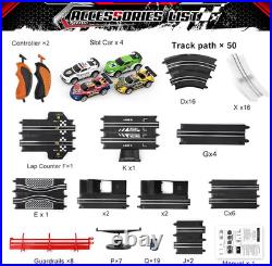 3 in 1 Slot Car Race Track Sets with 4 High Speed Slot Cars, Electric Race Car T