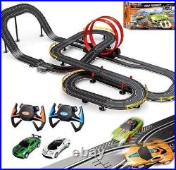 40FT Slot Car Race Track Set Electric Powered Super Loop Speedway with Four C