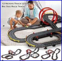 40FT Slot Car Race Track Set Electric Powered Super Loop Speedway with Four C