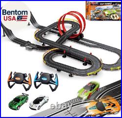 40FT Slot Car Race Track Set Electric Powered Super Loop Speedway with Four Cars