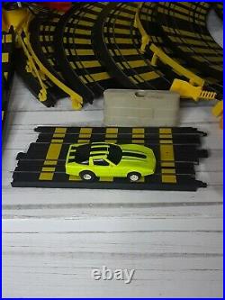 55 Pieces TYCO HO Scale Slot Car Straight Banks Tracks 84 Neon Yellow Corvette