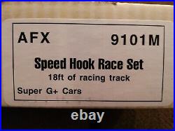 9101m Afx Super G- Plus Speed Hook Slot Car Race Set Nisb Htf 18ft Of Track
