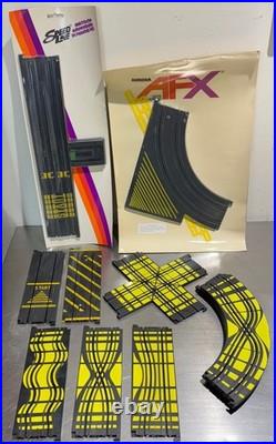 9pc Unused 1971 USA Aurora AFX Speed-Lok HO Slot Car Yellow Graphic TRACK LOT