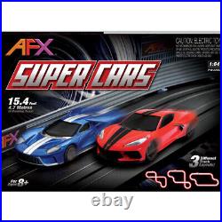 AFX 22032 Super Cars Set / 15.4 Feet / 3 Different Track Layouts HO Scale