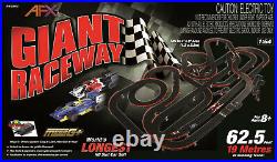 AFX Giant Raceway 62.5-Foot Mega G+ HO Slot Car Track Set withTri-Power Pack