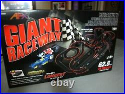 AFX Giant Raceway 62.5' HO Slot Car Track Set withTri-Power Pack=EX CONDITION
