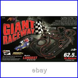AFX Racing 22020 Giant Raceway 62.5-Foot Mega G+ HO Slot Car Track Set withTr
