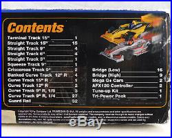 AFX Tomy Giant Raceway 2 Slot Car Set 62.5 Track 4 x 8 Tested P/N 21017 Used