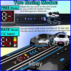 AGM MASETCH Slot Car Racing Set with LED Lap Counter, High Speed, Fuel Pit Stop