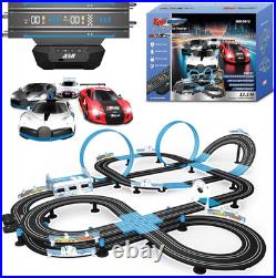 AGM MASETCH Slot Car Racing Set with LED Lap Counter, High Speed, Fuel Pit Stop