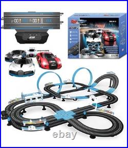 AGM MASTECH Top Racer Slot Car Track Set 1/64 LED Lap Counter 4 Cars MR-06U