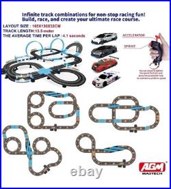 AGM MASTECH Top Racer Slot Car Track Set 1/64 LED Lap Counter 4 Cars MR-06U