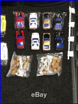 ARTIN -4 Lane 1/43 Scale Slot Car Track. With 8 Slot Cars- 4 Are NOS