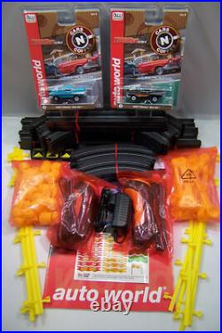 AUTO WORLD 1957 CHEVY BEL AIR CHALLENGE With 15ft PRO SLOT CAR RACE TRACK NEW 1/64