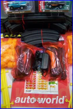 AUTO WORLD 1957 CHEVY BEL AIR CHALLENGE With 15ft PRO SLOT CAR RACE TRACK NEW 1/64