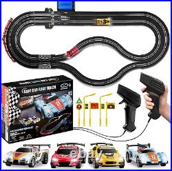 Atlasonix Slot Car Race Track Sets Battery or Electric Race Car Track with 4 2