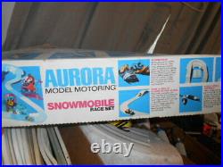 Aurora T-Jet Rare Slot car Snowmobile Race Track Set with Box & Snowmobiles