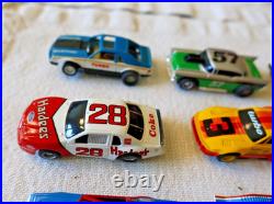 Aurora Tyco Slot Car Double Set Track, 2 Power, 4 Controllers, 8 Cars