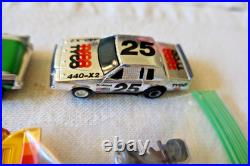 Aurora Tyco Slot Car Double Set Track, 2 Power, 4 Controllers, 8 Cars Aurora Tyco Slot Car Double Set Track, 2 Power, 4 Controllers, 8 Cars