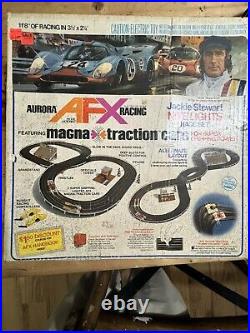 Aurora Vintage AFX Jackie Stewart Nite Lights HO Race Set NM + Extra Track Lot