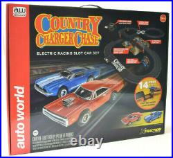 Auto World Country Charger Chase 14' HO Scale Slot Car Race Track Set SRS335