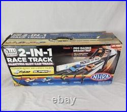 Auto World NHRA 2 in 1 Race Track Pro Racing Drag Strip Electronic Slot Car NEW