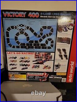 Auto World Victory 400 4 Lane 36' HO Scale Slot Car Race Track Set SRS345