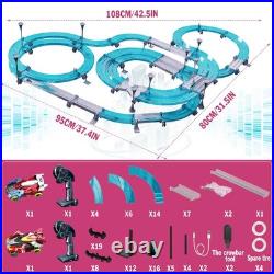 BUBUQE 690 Dual-Player Slot Car Race Track Set for Kids 6-12 Circular Overpass