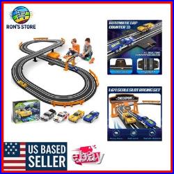 Battery & Electric Slot Car Track Set with High-Speed Cars & Easy Assembly