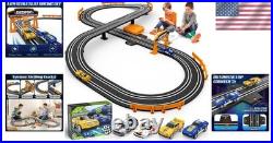 Battery & Electric Slot Car Track Set with High-Speed Cars & Easy Assembly