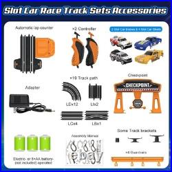 Battery & Electric Slot Car Track Set with High-Speed Cars & Easy Assembly