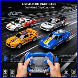 Bubuqe Electric Slot Car Race Track Sets 4 High-Speed Racing Slot Cars Dual