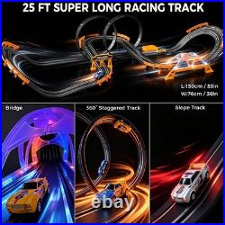 Bubuqe Electric Slot Car Race Track Sets 4 High-Speed Racing Slot Cars Dual