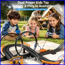 Bubuqe Electric Slot Car Race Track Sets 4 High-Speed Racing Slot Cars Dual