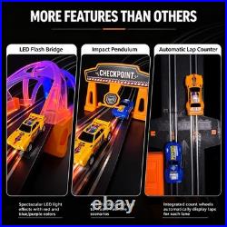 Bubuqe Electric Slot Car Race Track Sets 4 High-Speed Racing Slot Cars Dual