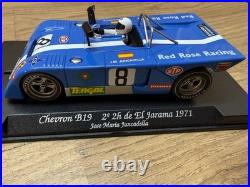Chevron B19 Slot Car GB Track NOS in Display Case Red Rose Racing Firestone 1971