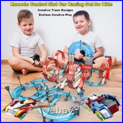 Dual-Player Slot Car Racing Track Set Electric Remote Control Cars, Magnetic O