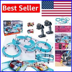 Dynamic 21.6 Ft Slot Car Track Set with Rechargeable Cars & Controllers for Kids
