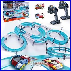 Dynamic 21.6 Ft Slot Car Track Set with Rechargeable Cars & Controllers for Kids