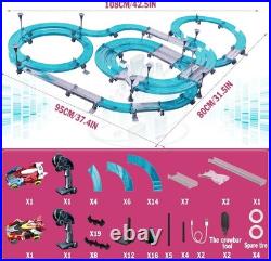 Dynamic 21.6 Ft Slot Car Track Set with Rechargeable Cars & Controllers for Kids