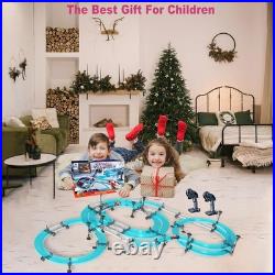 Dynamic 21.6 Ft Slot Car Track Set with Rechargeable Cars & Controllers for Kids